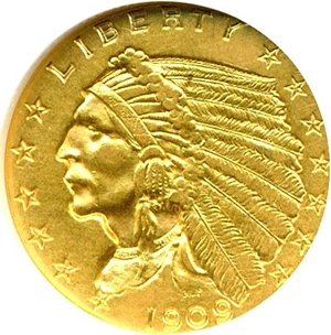 image for: 1909 $2 1/2 NGC AU58