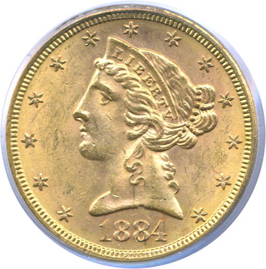 image for: 1884-S $5  PCGS MS62 