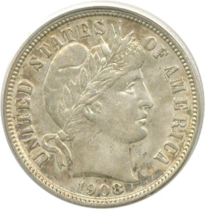 image for: 1908-S 10c PCGS AU50
