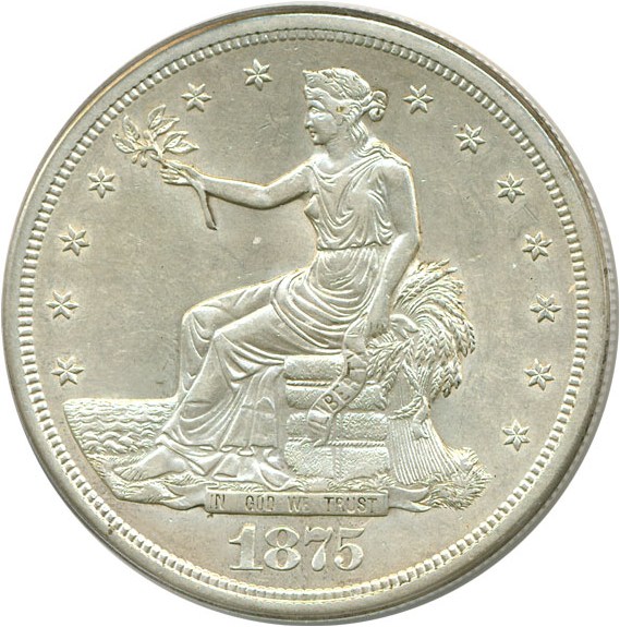 image for: 1875-S Trade$  PCGS AU50 