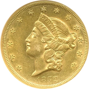 image for: 1852 $20 NGC AU58