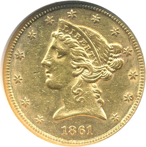 image for: 1861 $5  NGC AU58