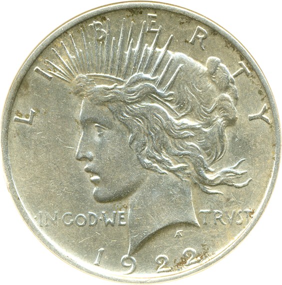 image for: Top 50 VAM: 1922-D $1 VAM 3  DDR ANACS AU55 
