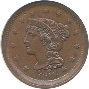 image for: 1854 1c NGC MS64 BN (N-11) ex: Jules Reiver Collection