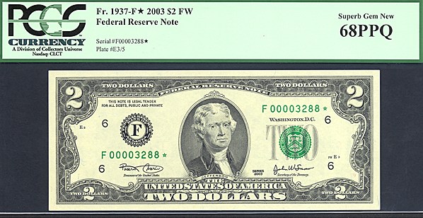 image for: Fr.1937F* 2003 $2  PMG Gem CU68 PPQ  [F00003288] *Star* 