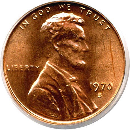 image for: 1970-S 1c Small Date PCGS MS64 RD