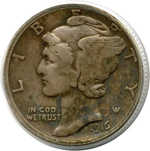 image for: 1916-D 10c PCGS F15