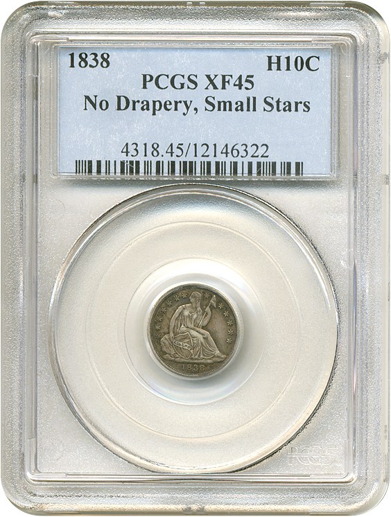 image for: 1838 H10c No Drapery, Small Stars PCGS XF45