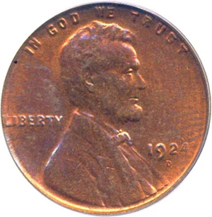 image for: 1924-D 1c PCGS MS63 RB