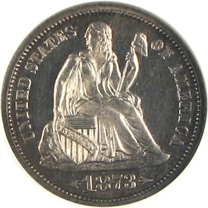 image for: 1873 10c Arrows NGC Proof 65 Cameo