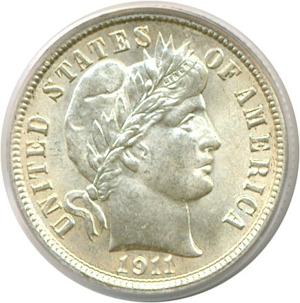 image for: 1911 10c  PCGS MS66