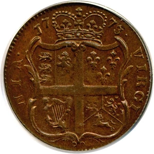 image for: 1773 1/2 P Virginia, Period PCGS MS64 BN