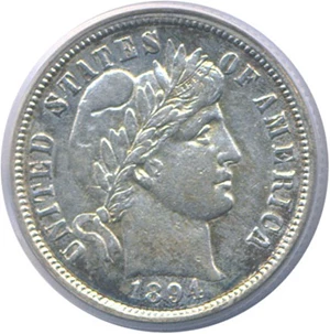image for: 1894-O 10c PCGS AU50