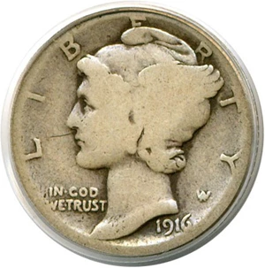 image for: 1916-D 10c PCGS Good-4