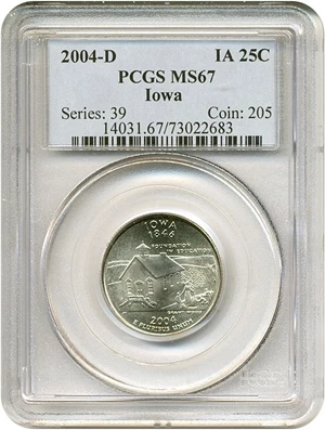 image for: 2004-D 25c Iowa PCGS MS67