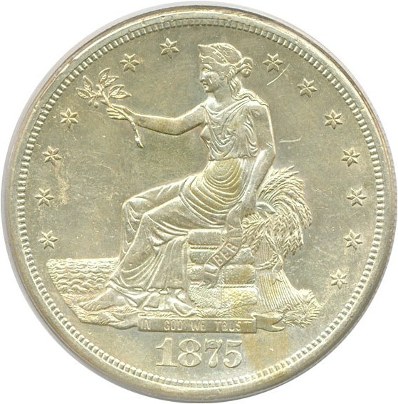 image for: 1875-S Trade$  PCGS AU55