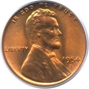 image for: 1954-S 1c PCGS MS67 RD