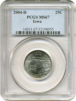 image for: 2004-D 25c Iowa PCGS MS67