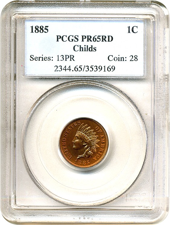 image for: 1885 1c  PCGS Proof 65 RD ex: Childs