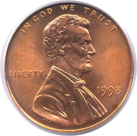 image for: 1998 1c  PCGS MS67 RD