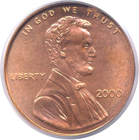 image for: 2000 1c  PCGS MS67 RD
