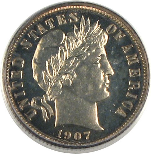 image for: 1907 10c  PCGS Proof 64