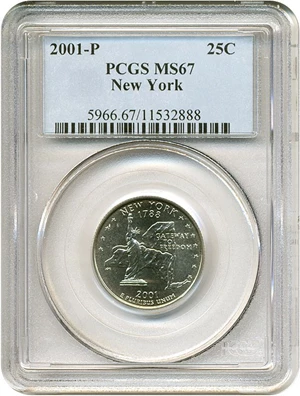 image for: 2001-P 25c New York PCGS MS67