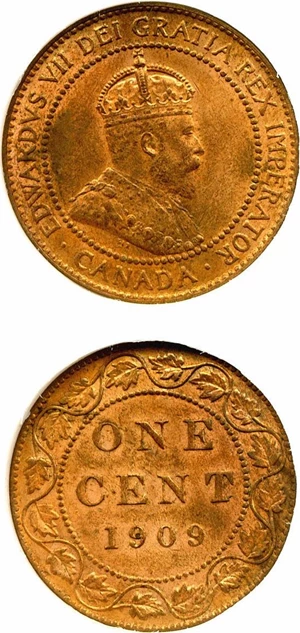 image for: Canada: 1909 1c DGS MS60 RB (Lightly Cleaned)