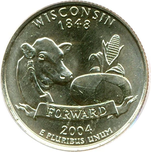 image for: 2004-D 25c Wisconsin - Extra Leaf Low PCGS MS64