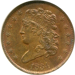 image for: 1834 1/2c NGC MS64 BN (C-1)