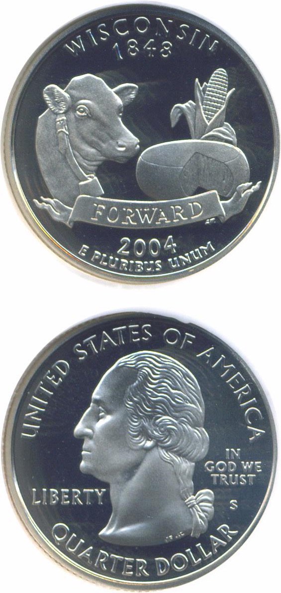 2004 S 50 Statehood Quarter Proof Wisconsin DCAM Coin Pricing