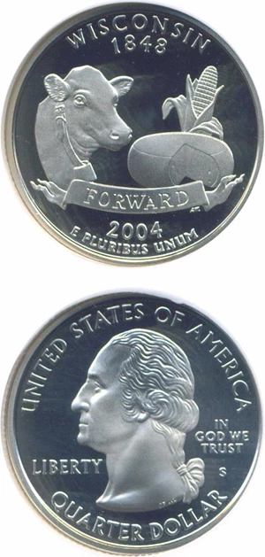 image for: 2004-S 25c Wisconsin NGC Proof 70 UCameo