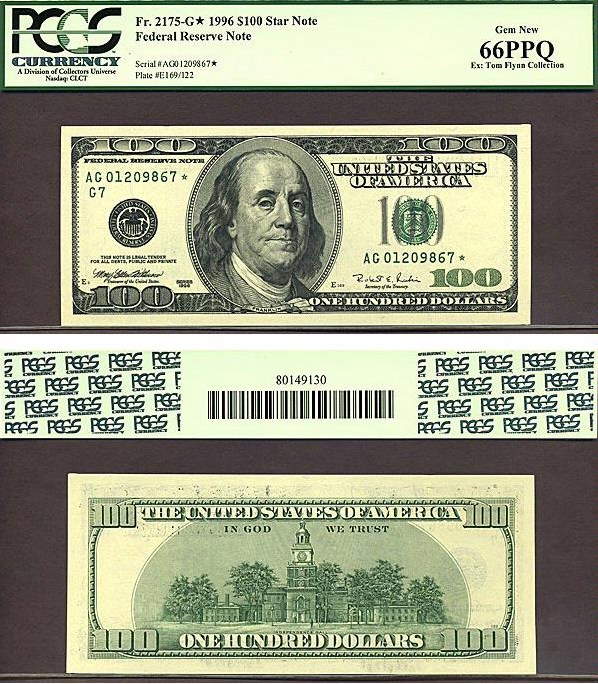 image for: Fr.2175G 1996 $100  PCGS Gem CU66 PPQ [AG01209867] *Star* 