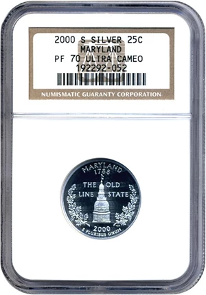 image for: 2000-S 25c Maryland-Silver NGC Proof 70 UCameo