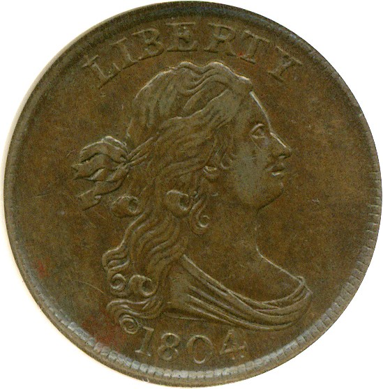 image for: 1804 1/2c Plain 4-No Stems NGC AU53 BN