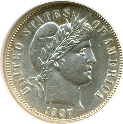 image for: 1907-S 10c  NGC AU58 