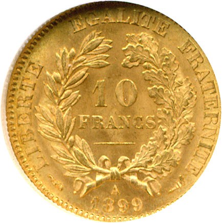 image for: France: 1899-A 10 Fr Ceres Head  NGC MS65