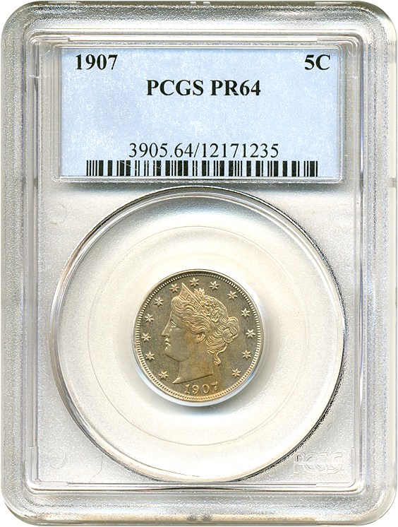 image for: 1907 5c  PCGS Proof 64