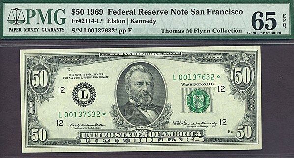 image for: Fr.2114L 1969 $50  PMG Gem CU65 EPQ [L00137632] *Star*