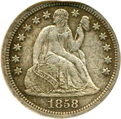 image for: 1858-S 10c DGS XF45  (Corroded)