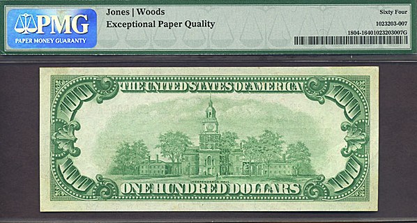 image for: Fr.1804-1 1929 $100  PMG Choice CU64 #3051 Pennsylvania [C000001A] *Fancy Serial* 
