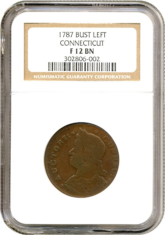 image for: 1787 Connecticut Mailed Bust Left NGC F12