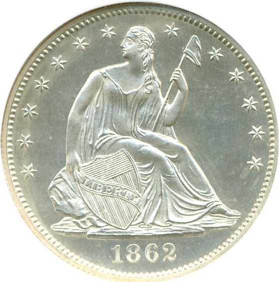 image for: 1862 50c  NGC Proof 65 Cameo