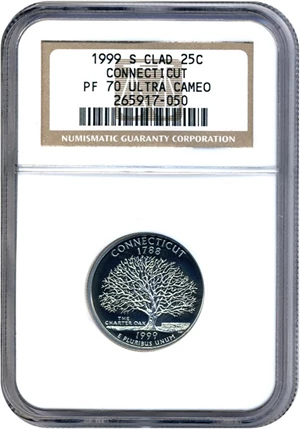 image for: 1999-S 25c Connecticut NGC Proof 70 UCameo