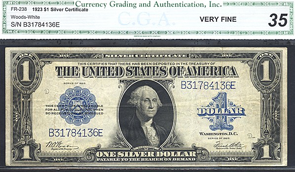 image for: Fr.238 1923 $1  CGA VF35  [B31784136E]