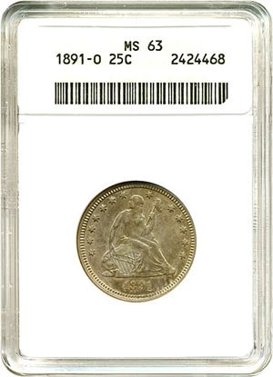 image for: 1891-O 25c ANACS MS63