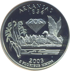 image for: 2003-S 25c Arkansas NGC Proof 70 UCameo