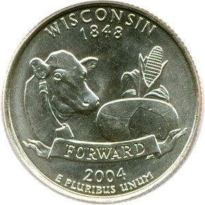 image for: 2004-D 25c Wisconsin - Extra Leaf Low PCGS MS64