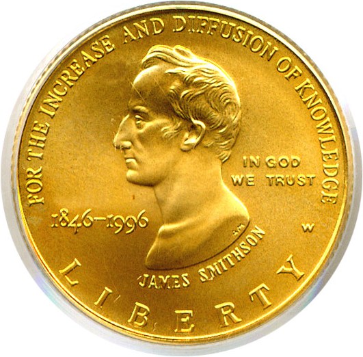 image for: 1996-W $5 Smithsonian PCGS MS68 