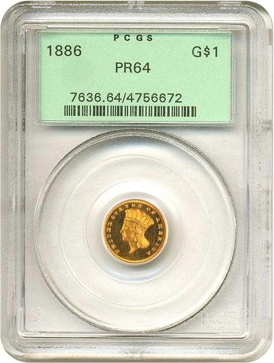 image for: 1886 G$1  PCGS Proof 64